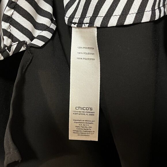 Chico’s Sedemi Sheer Sleeveless Women’s Top Size 1 (M) Soft Black White Stripes - Picture 4 of 6